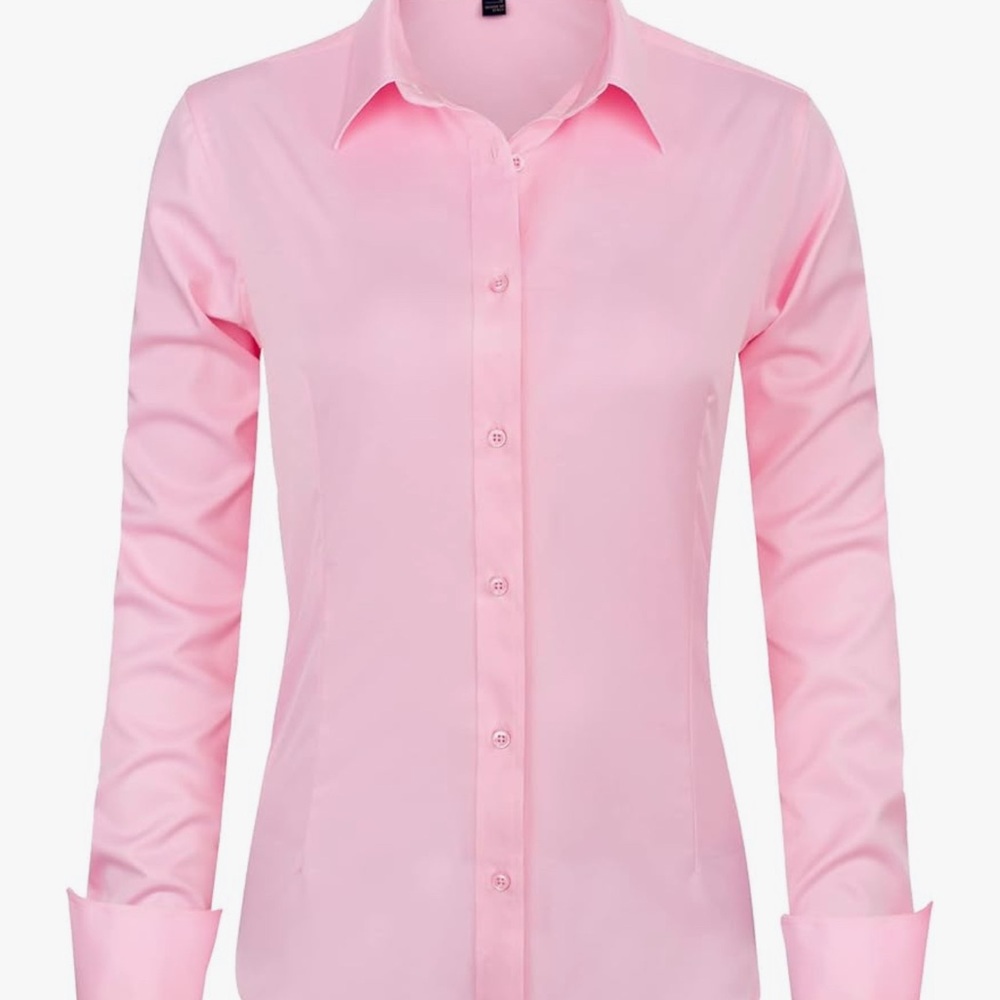 Pink Long Sleeve Button-Up Shirt size - medium